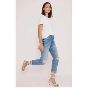 NWT Pistola Jeans Blue Light High Rise Distressed Roller Size 25